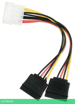 Кабель SATA Cablexpert CC-SATA-PSY P15см, molex 4pin/2x sata15pin, на 2 устр., пакет