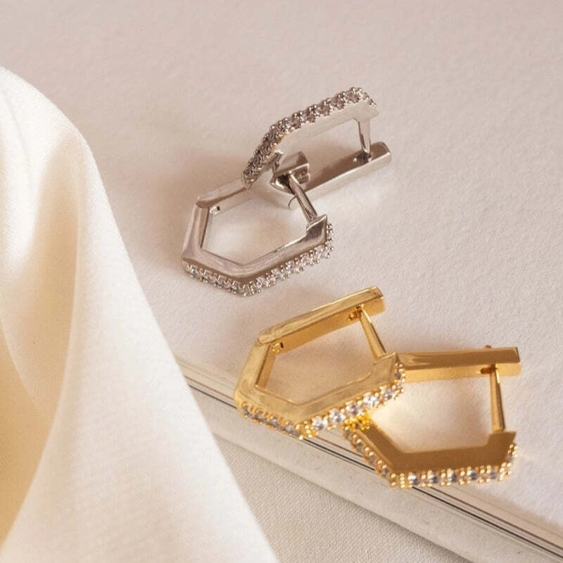 Серьги-кольца Блестящая Роза – Золото