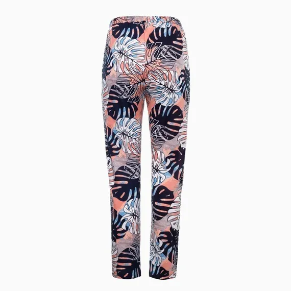 Брюки женские с принтом, цвет белый/розовый, размер 52