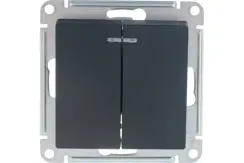 Выключатель Systeme Electric ATLASDESIGN 2 клавиши с индикатором карбон 36372