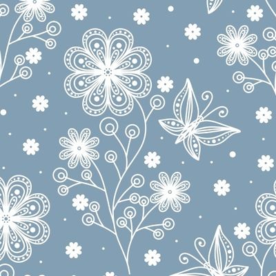 Кружевные цветы и бабочки