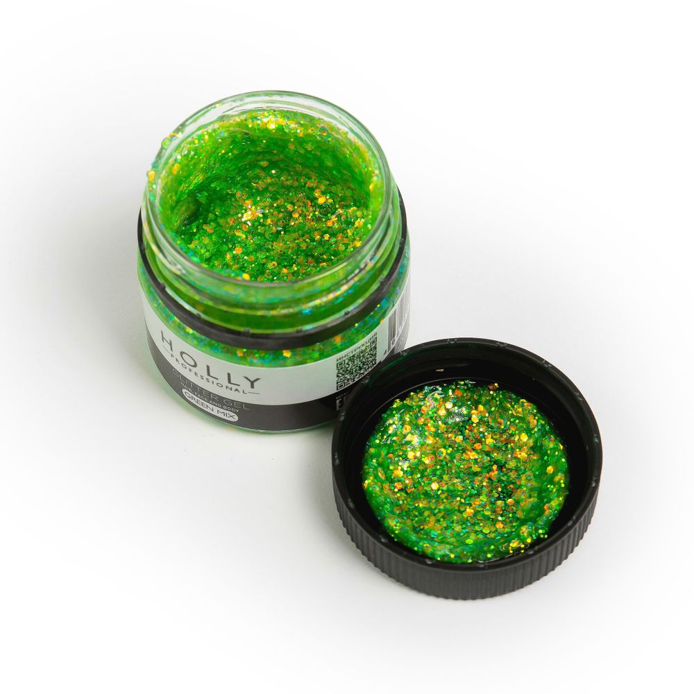 Глиттер для глаз, лица, волос и тела Glitter Gel Green Mix