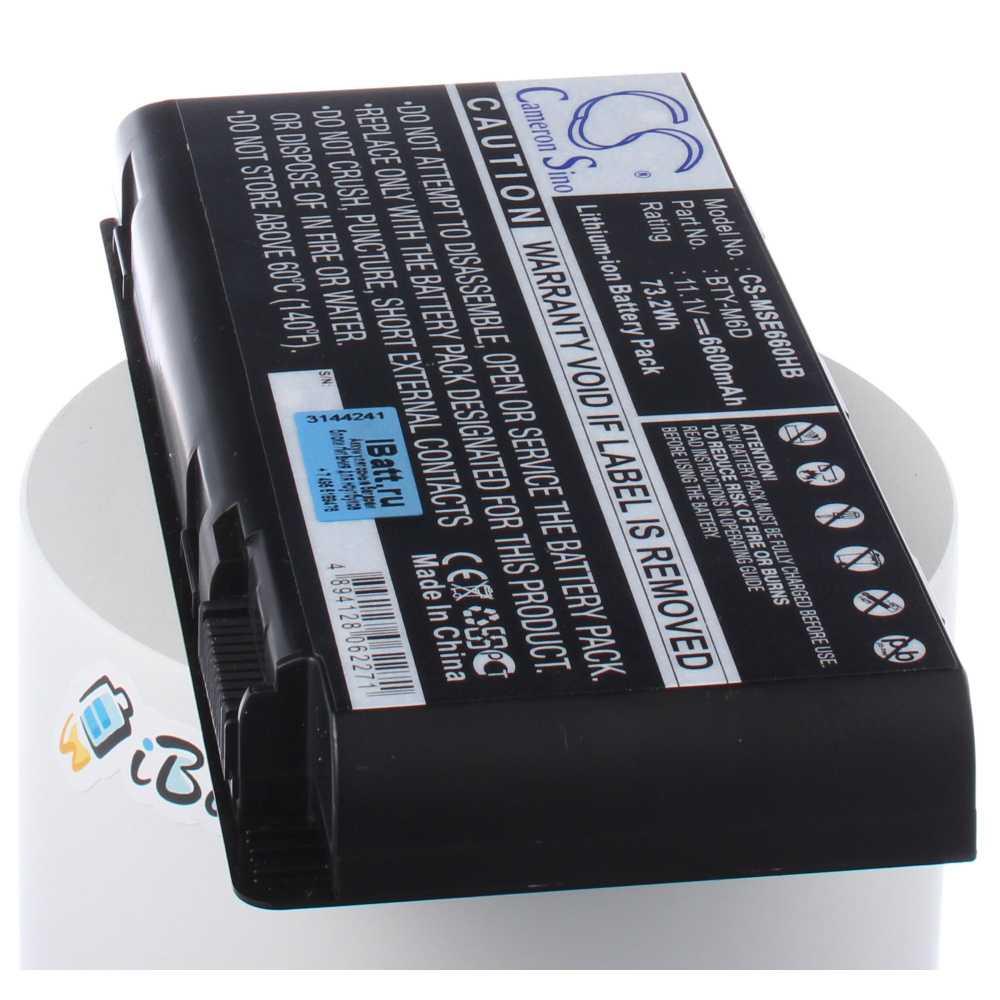 Аккумулятор iBatt 6600mAh, для GT780DX-838 GX60 3CC-402 Series GX660R GT60 0NC-436X 2QD Dominator 4K Edition GT683-284 GT683-827 GT70 2OD-643RU Dragon 2PC-1672