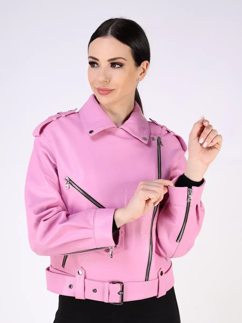 Кожаная куртка демисезонная косуха оверсайз