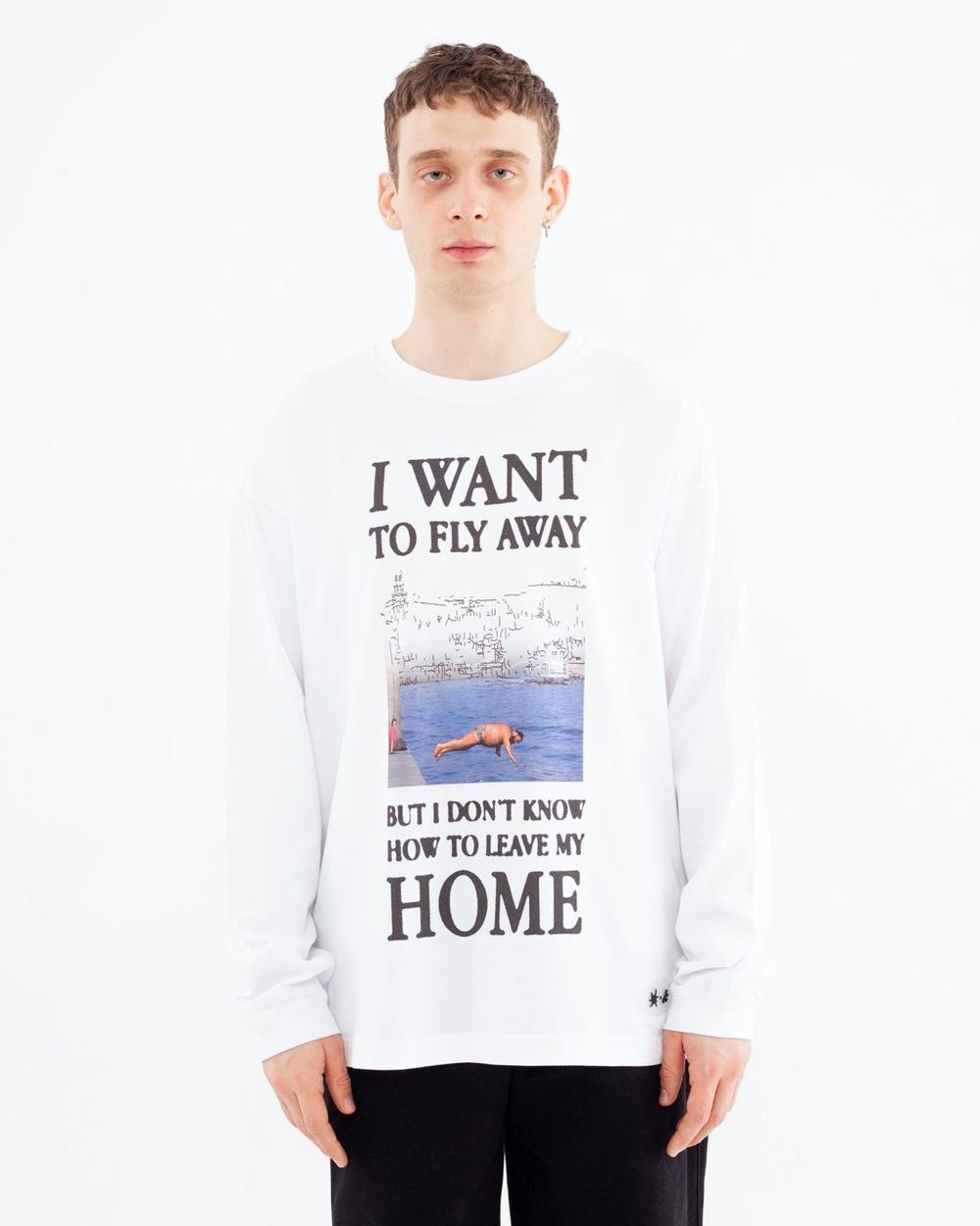 Лонгслив Artem x Kuzma I want to fly away белый