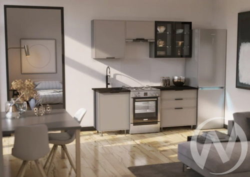 Кухня Николь 2;0м (графит/холст латте/кастилло темный) Компоновка №2