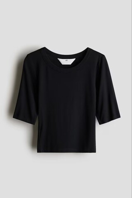 H&M Трикотажный топ, черный