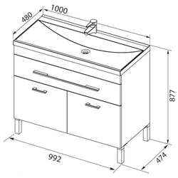 Тумба с раковиной Aquanet Верона NEW 100 белый (напольная 1 ящик 2 дверцы)