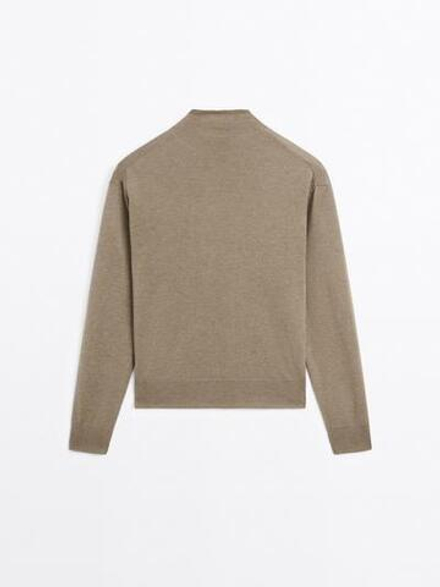 Massimo Dutti Вязаный кардиган с воротником-стойкой, зеленоватый