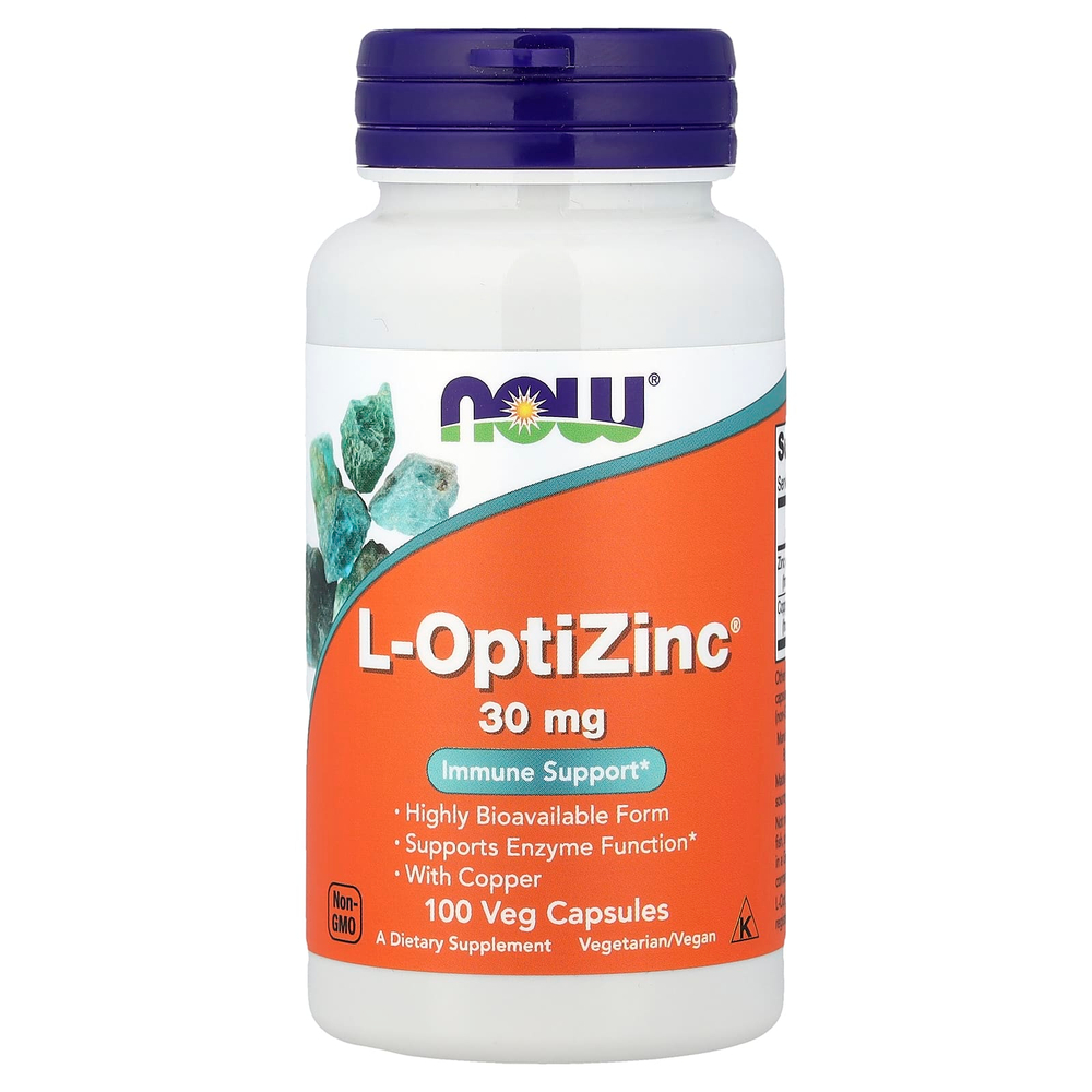 NOW Foods, L-OptiZinc®, 100 вегетарианских капсул