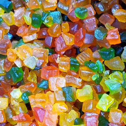 Цукаты разноцветные кусочки папайи 6*6 мм, 200 гр