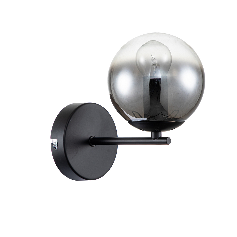Настенный светильник 1x40Вт E14, металл/стекло, черный
