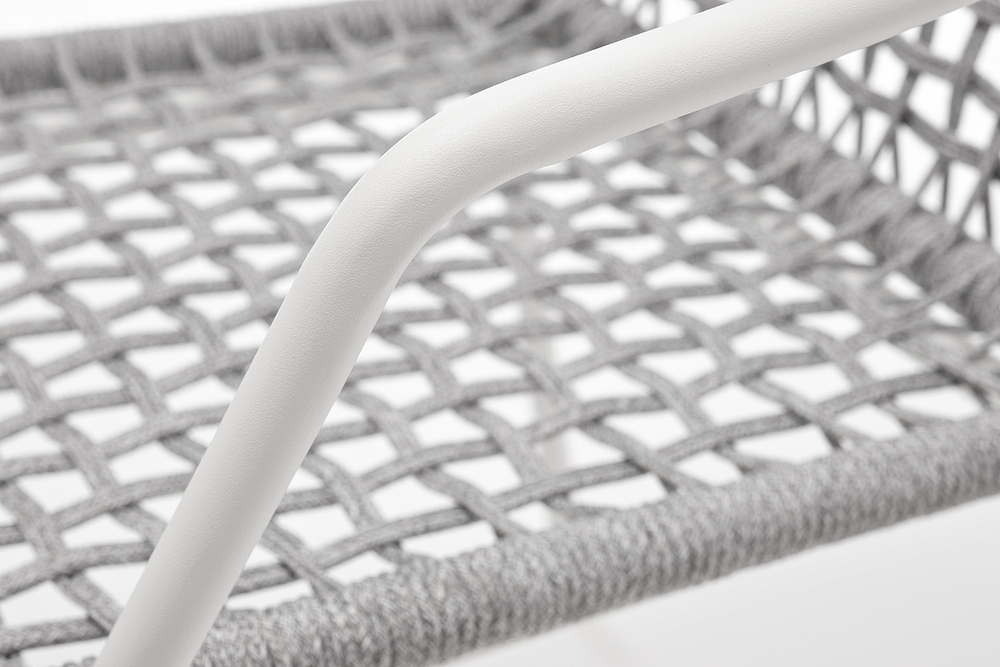 "Тунис" стул плетеный из роупа, каркас алюминий белый, роуп светло-серый