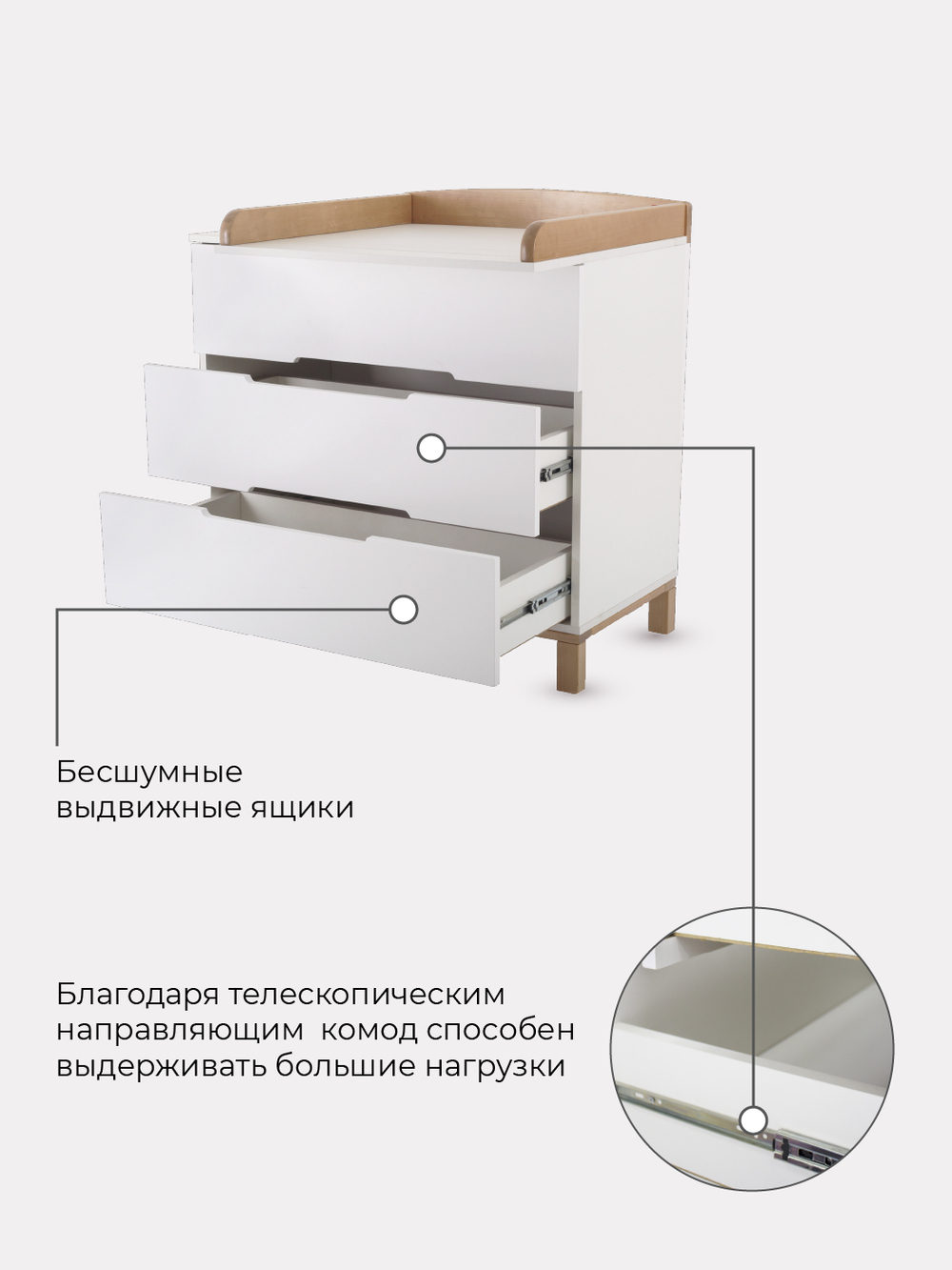 Комод RANT "INDY" 3 ящ. (арт.96) Cloud White