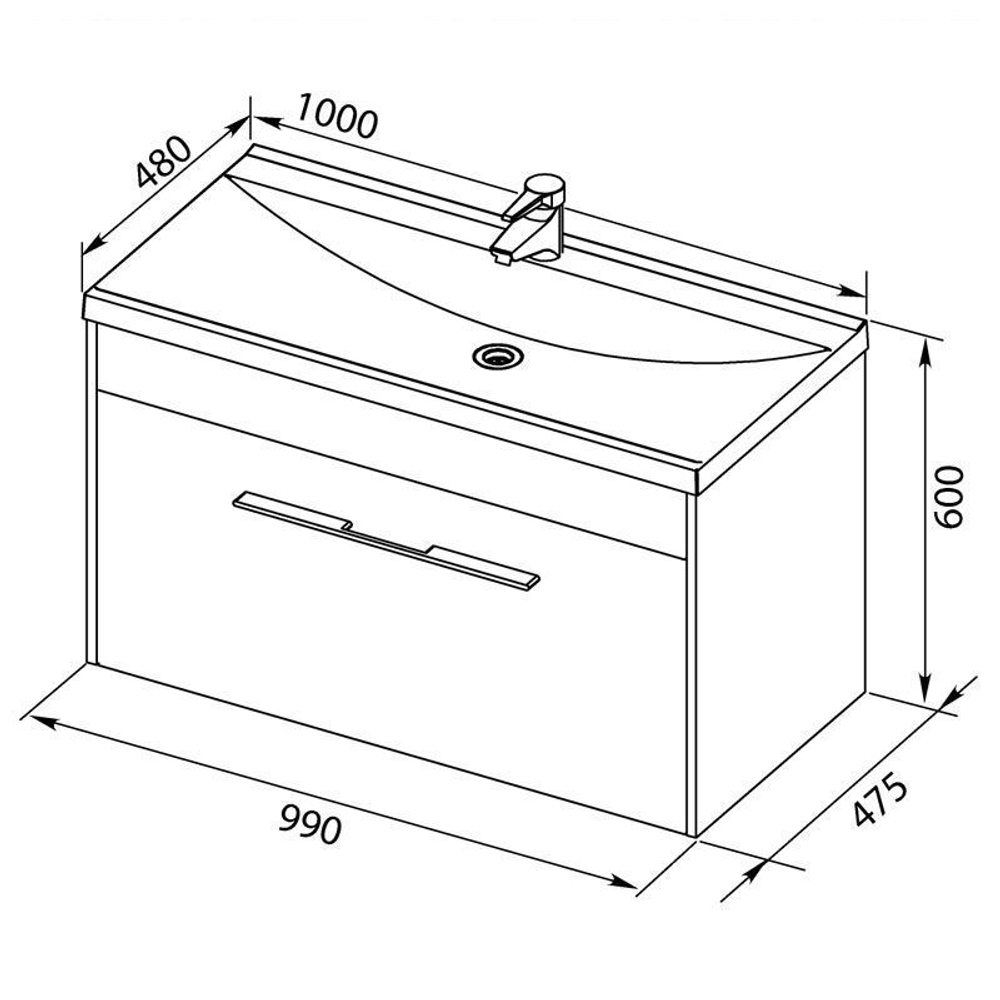Тумба с раковиной Aquanet Августа 100 дуб сонома