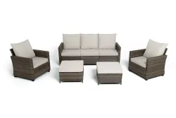 "Бостон" лаунж-зона из искусственного ротанга, цвет серый