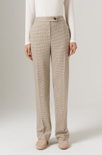 31091 Брюки женские (бежево-оливковый клетка)