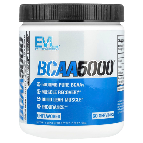 EVLution Nutrition, BCAA5000, без вкусовых добавок, 300 г (10,58 унции)