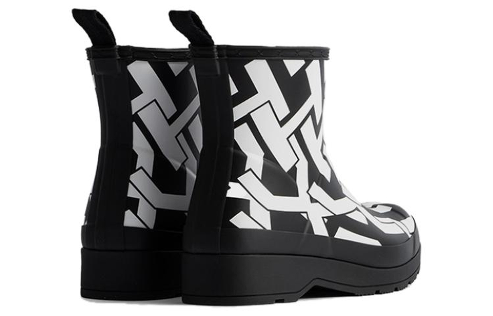 HUNTER Abrasion Resistant Rain Boots Women"s Black White