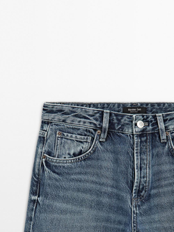 Massimo Dutti Широкие джинсы со средней посадкой, средний синий