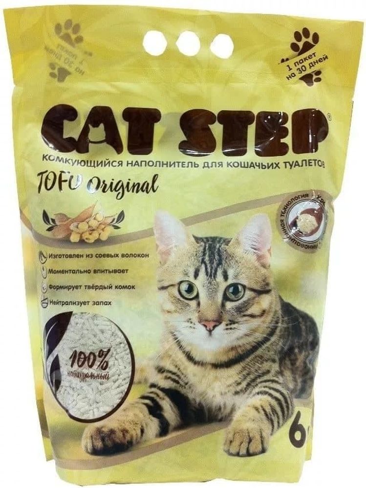 Cat Step 2,8кг (6л) наполнитель растительный комкующийся Tofu Original