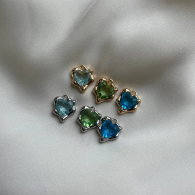 22503-гз Подвеска сердечко неровное 13*11мм с голубым фианитом, позолота