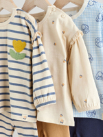 Лонгслив и брюки в комплекте для малышей Next AA6-805, 3 шт., Бежевый, Синий