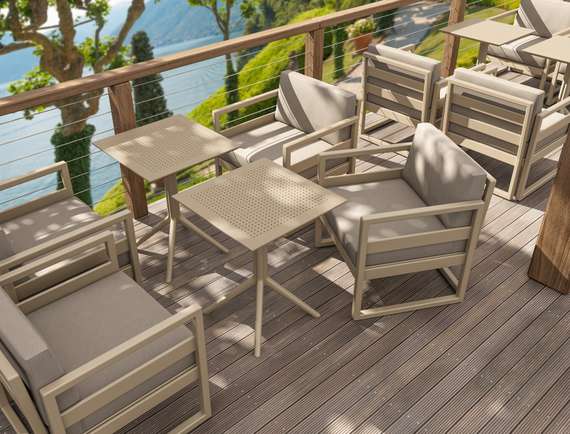 Стол пластиковый складной Sky Folding, 60х60 см, бежевый