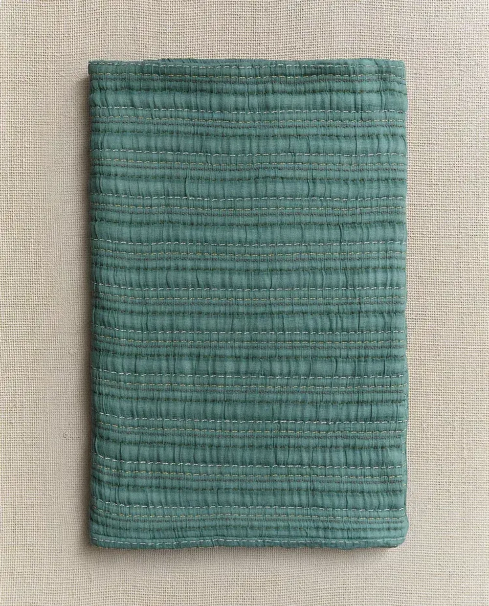 ZARA HOME ПЛЕД ИЗ ХЛОПКОВОГО МУСЛИНА, СИНИЙ