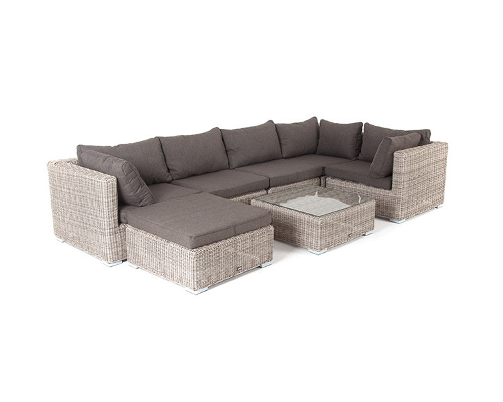 "Лунго" трансформирующаяся лаунж-зона из искусственного ротанга, цвет бежевый