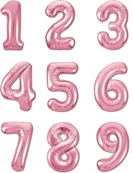 Цифры 102 см "Розовые металлик" слим (slim)