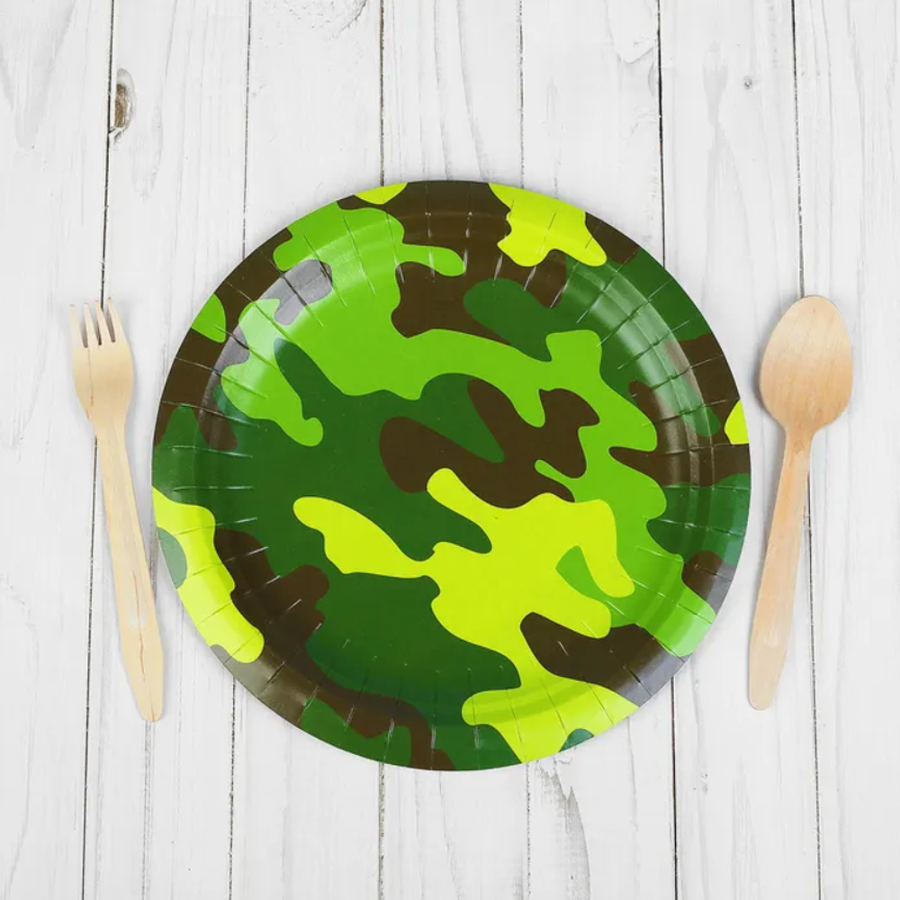 Тарелки бумажные «Камуфляж», 6 шт, 17 см / 23 см