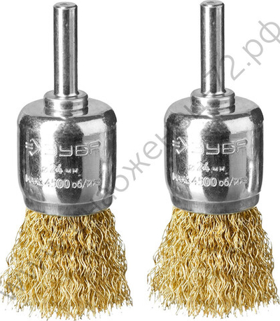 ЗУБР 2 шт., 24 мм, витая латунированная стальная проволока, 0.3 мм, Набор щеток-крацовок кистевых, Профессионал (35225-24-H2)