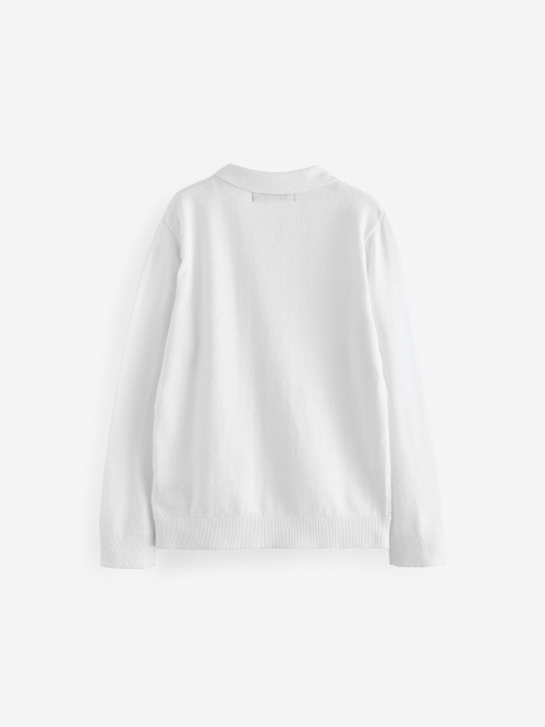 Поло с длинным рукавом и молнией для мальчика Next 433-288, Белый