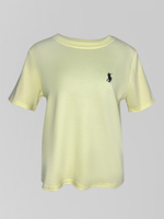 Футболка LJHY 2509 однотонная укороченная с логотипом на груди