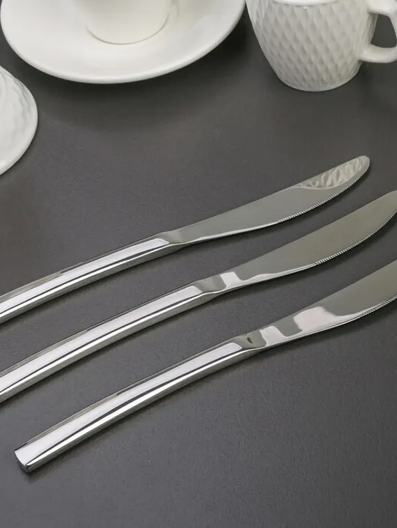 Набор ножей столовых Доляна «Майя», h=23 см, 3 шт, цвет серебряный