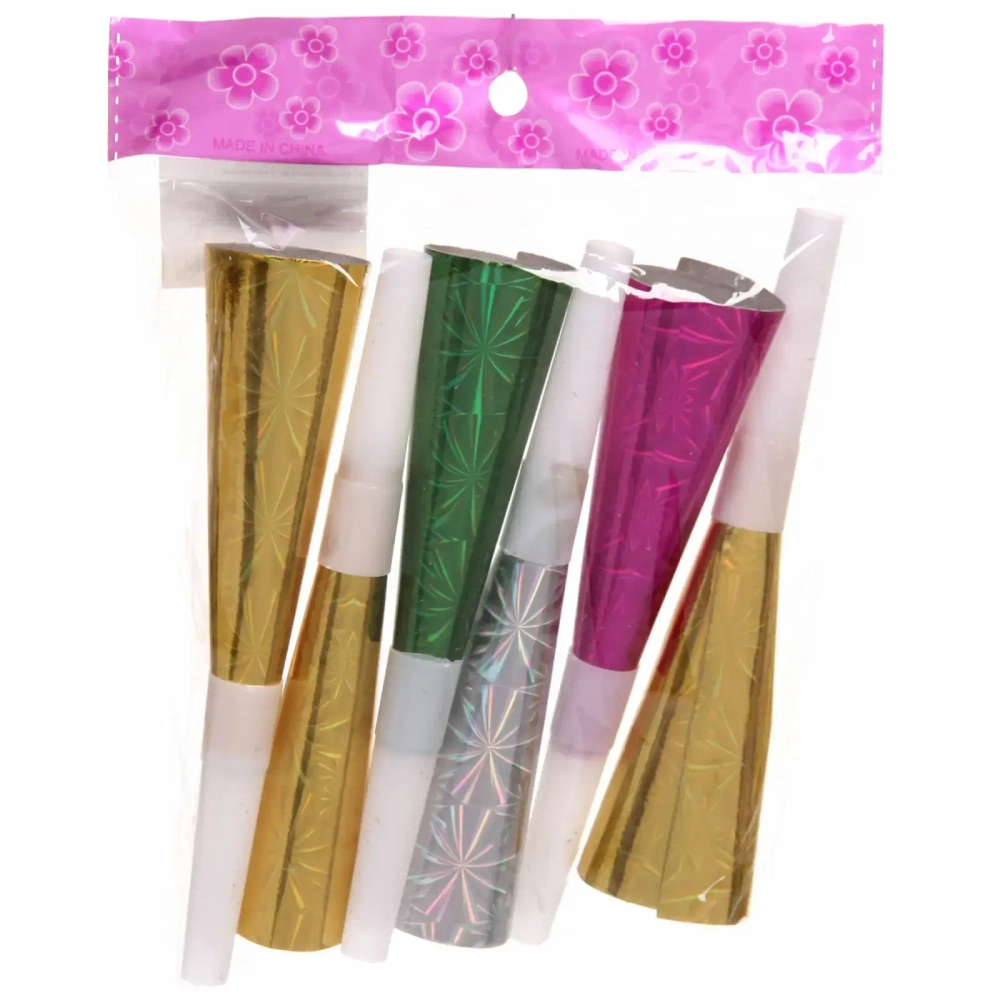 Дудка праздничная «Голограмма»2шт, цвет микс