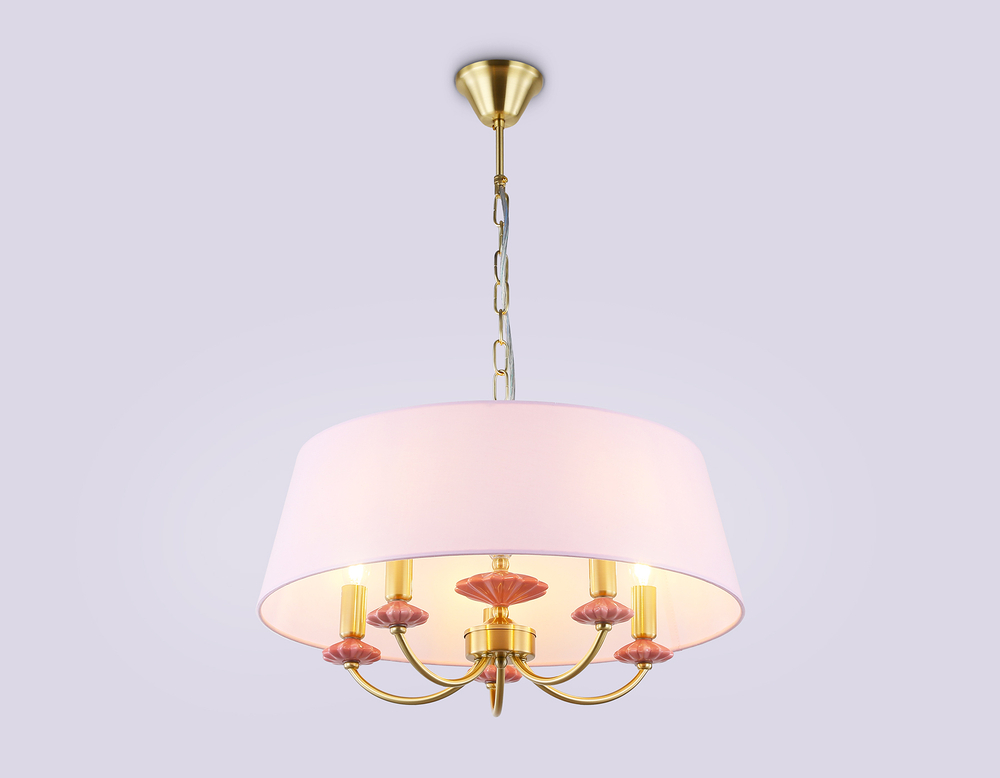 Светильник подвесной LH75021/5 GD/PI золото/розовый E14/5 max 40W D550*730