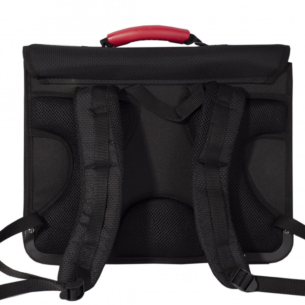 Портфель для мальчика Alingar, 300 х 385 мм, "Машины", ортопедическая мягкая спинка, 2 кармана, 2 отделения, светоотражатель, органайзер, черный