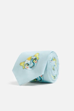 ZARA X HARRY LAMBERT, ГАЛСТУК С ПРИНТОМ, НЕБЕСНО-ГОЛУБОЙ