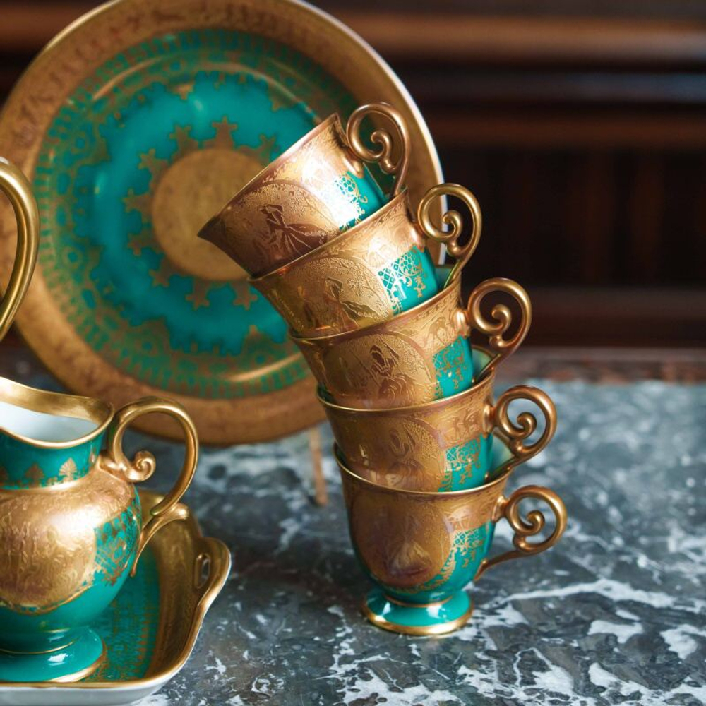 Кофейный сервиз на 6 персон «Богемский изумруд»