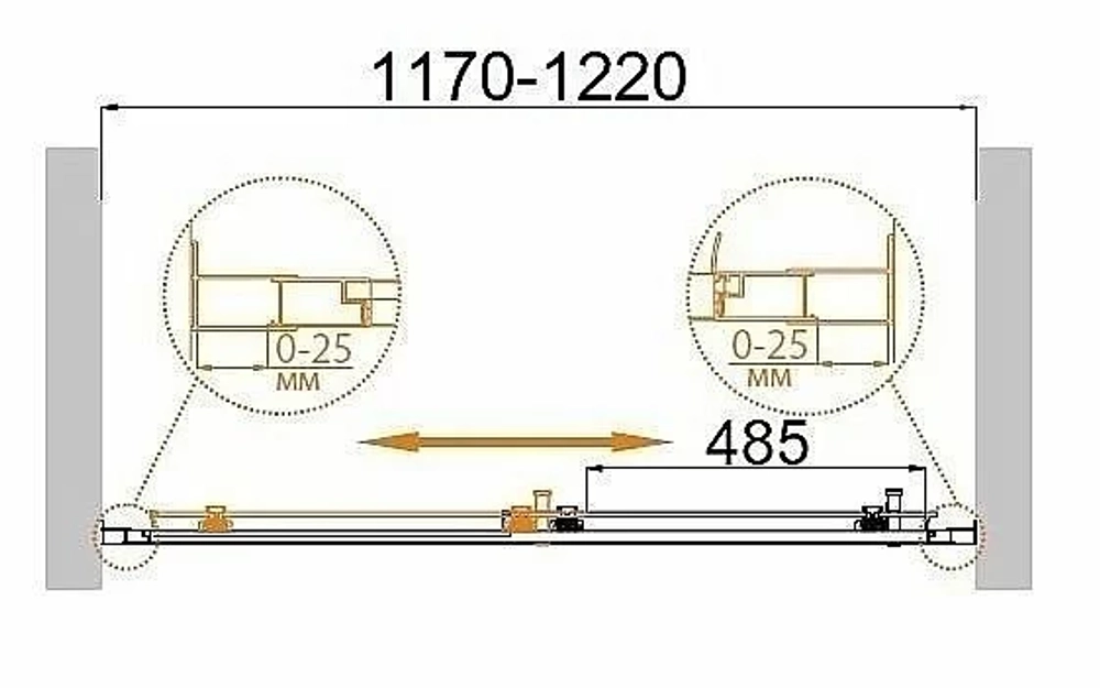 Душевая дверь Cezares MOLVENO-BF-1-120-C-Cr-IV стекло прозрачное/профиль хром