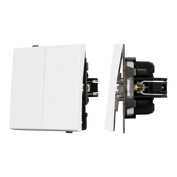 Механизм выключателя двухклавишный проходной SWT-TENDO-MKP2-PL-WH (230V, 10A) Arlight 054066
