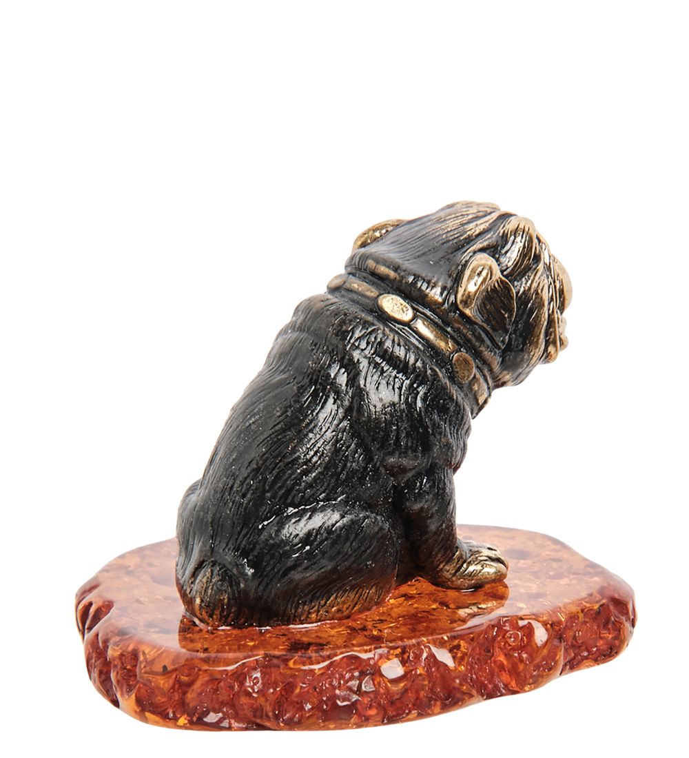 Народные промыслы AM-1300 Фигурка «Английский бульдог» (латунь, янтарь)