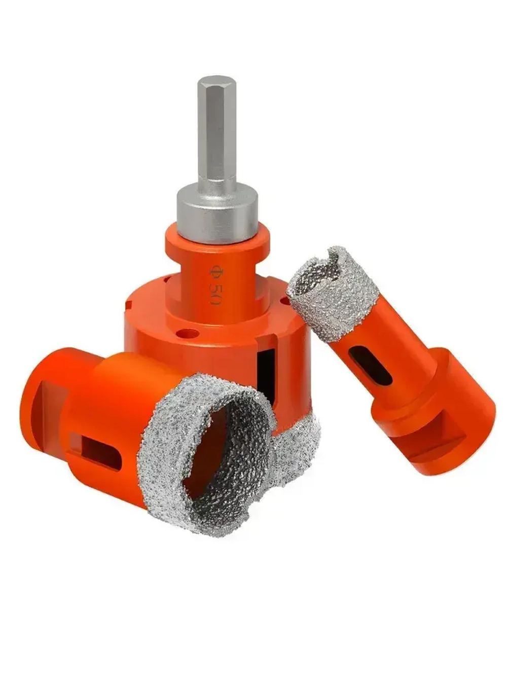 Набор алмазных коронок по керамограниту, плитке, камню (6 штук, 20-68 мм, резьба M14)шуруповeртadapter с чемоданом