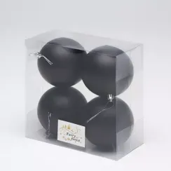 Набор пластиковых шаров Глория 100 мм., черный матовый, 4 шт., ЕлкиТорг (150405)