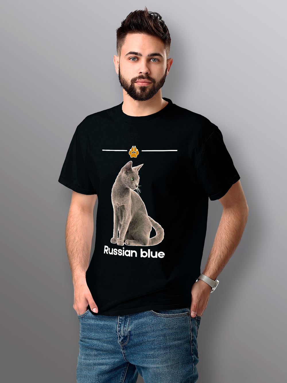Футболка русская голубая кошка