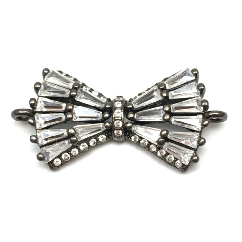 Коннектор "Бант" с фианитами 28х14 мм, черный родий