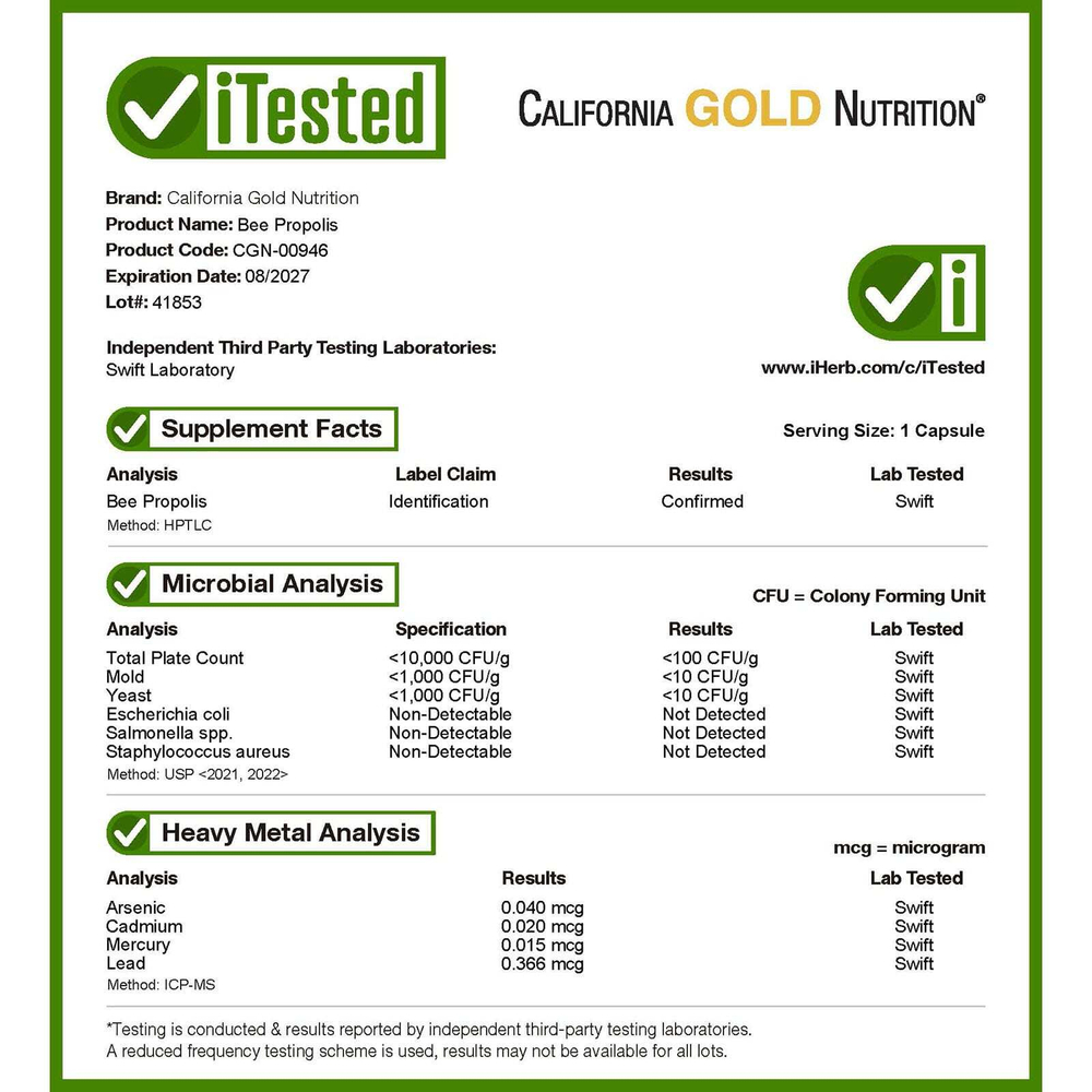 California Gold Nutrition, пчелиный прополис 2X, концентрированный экстракт, 500 мг, 240 вегетарианских капсул