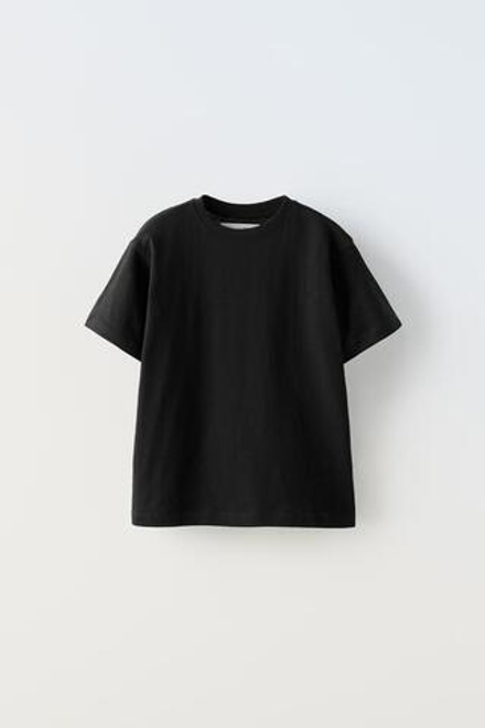 ZARA НАБОР ИЗ ДВУХ ОДНОТОННЫХ ФУТБОЛОК ИЗ РЕЛЬЕФНОЙ ТКАНИ, ЧЕРНЫЙ